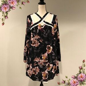 Bohemian style a line Long sleeve floral dress